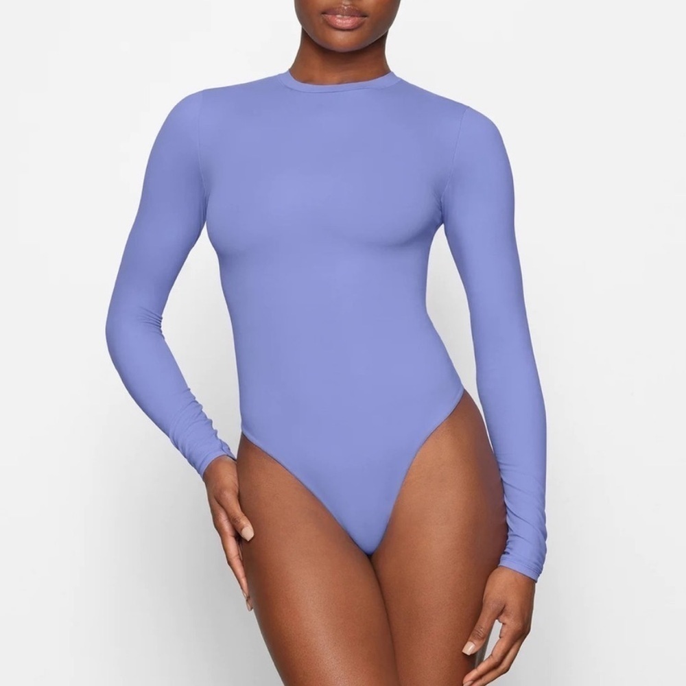 skims fits everybody long sleeve crewneck bodysuit htf cielo blue new size 2X
